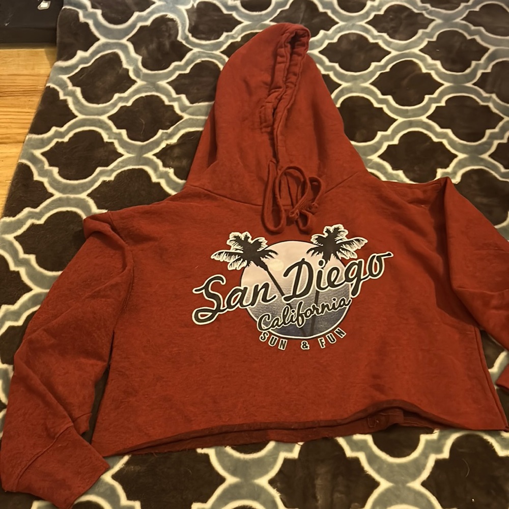 San Diego California maroon cropped sweatshirt